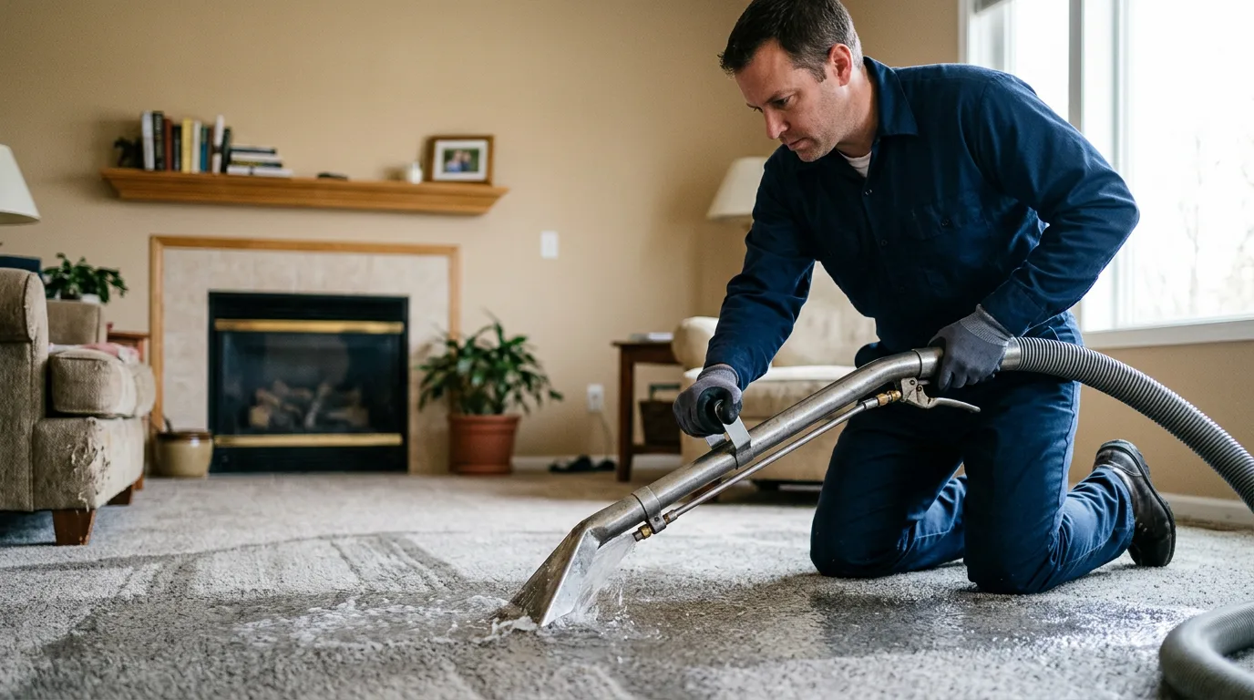 Water damage restoration technician working near Central Lake, MI